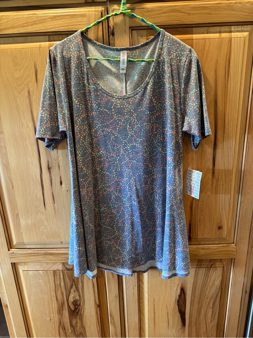 LuLaRoe Charcoal Multicolor Confetti Scoop Neck Tunic